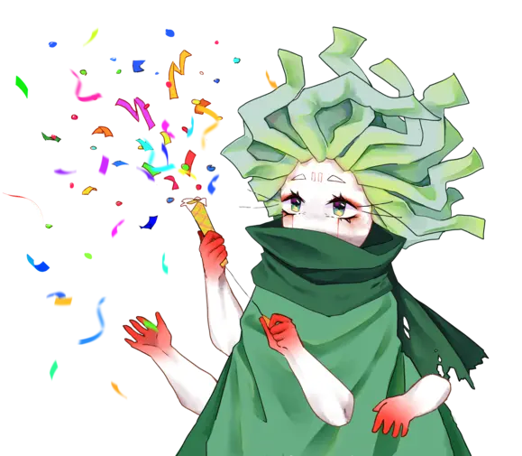 Huaxu celebrating the V3 release. Art by valenok813